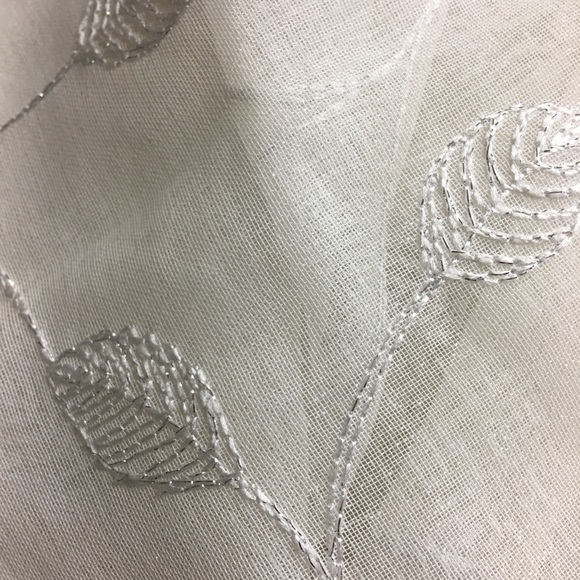 White-Silver Emb Pole Top Curtains 6 Panels - Picture 6 of 6